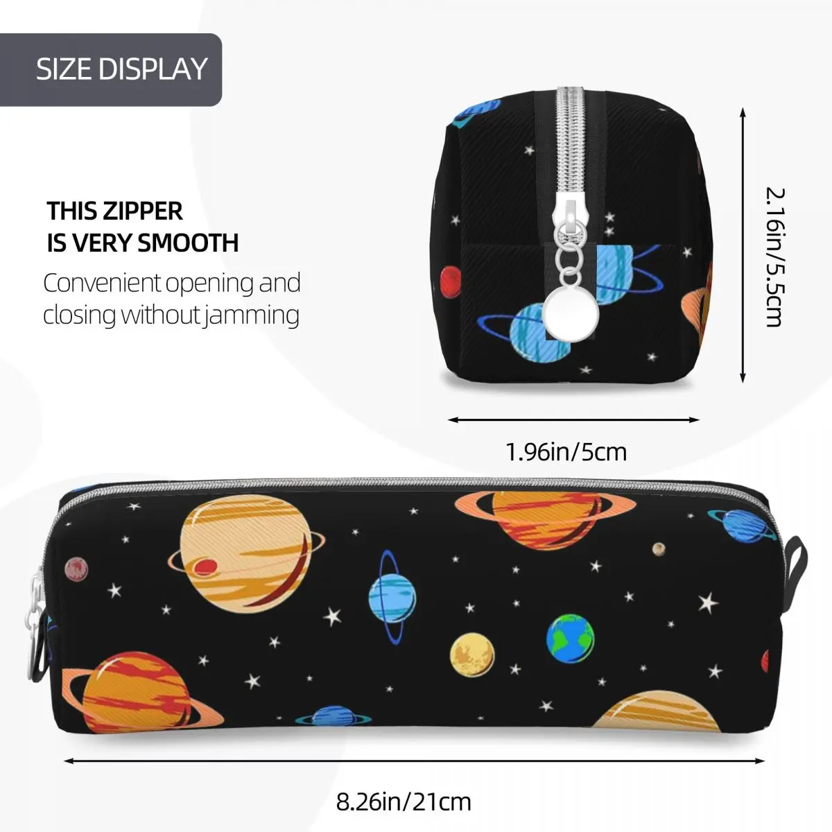 Imagem -04 - Cute Planets Pencil Case Venus Space Box para Estudante Grandes Bolsas de Armazenamento Presente do Escritório Papelaria Divertimento