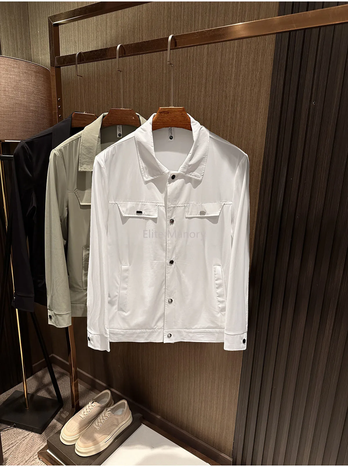 [Cold skin cool feeling, four-sided elastic] Summer men's high-quality lapel solid color skin clothing thin jacket sun protectio