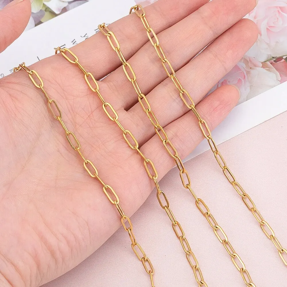 1Meter 2Meters Stainless Steel Flat Chains For Jewelry Making DIY Components Accessories Material