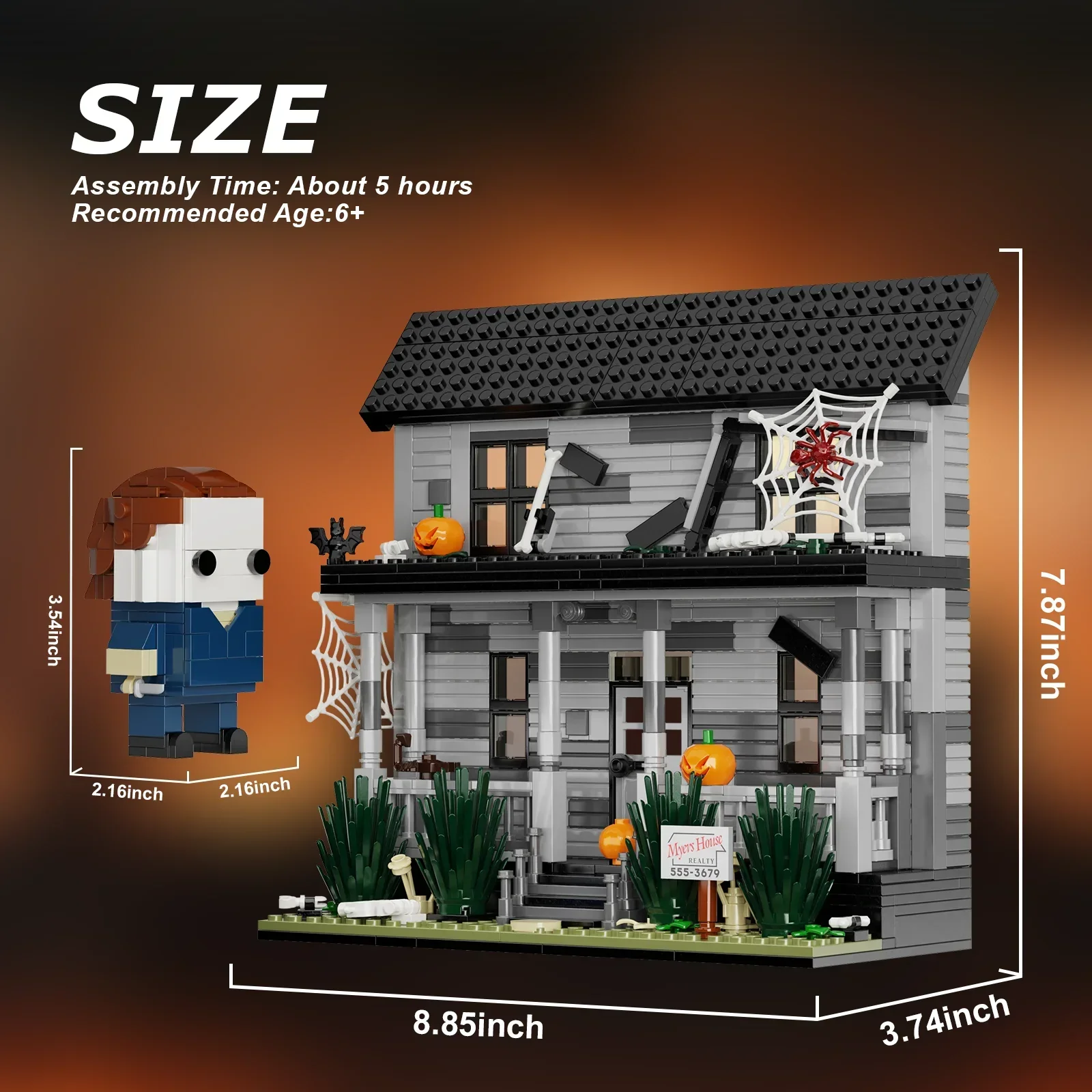 MOC Horror Movie Iconic Street Architecture Model Michael Myers House Building Block Set giocattoli fai da te per bambini regalo di Halloween