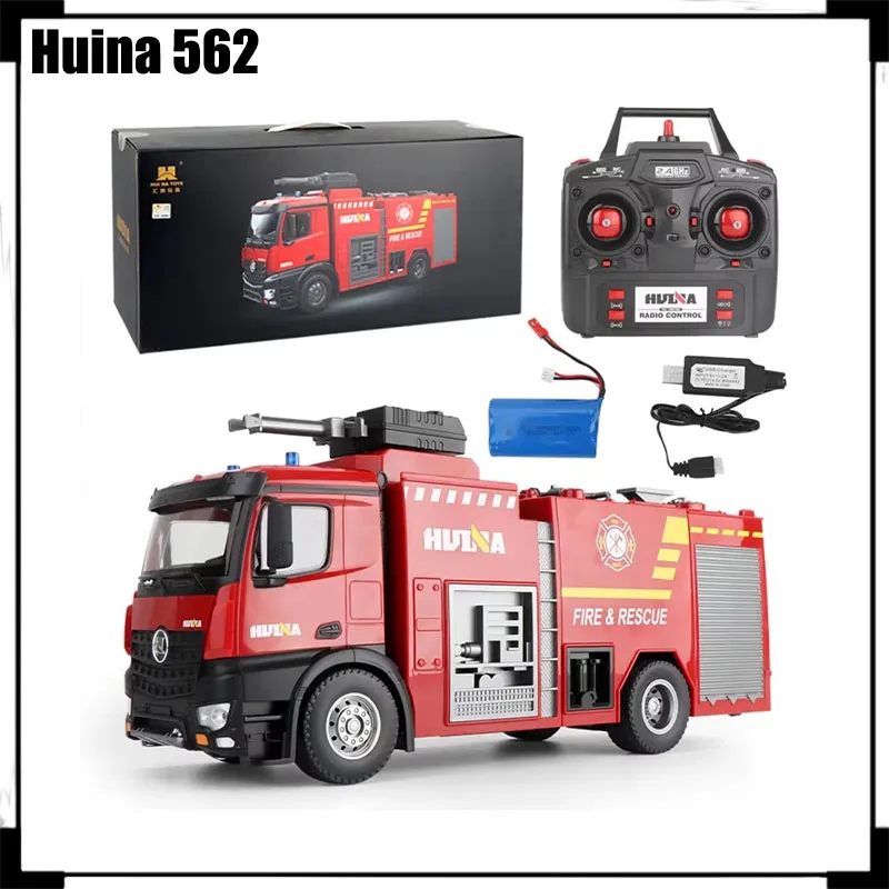 Huina New Product 22 Channel 562 Box Type One Button Sprinkler Fire Truck Sound And Light Fire Truck Children's Toy Car 1:14