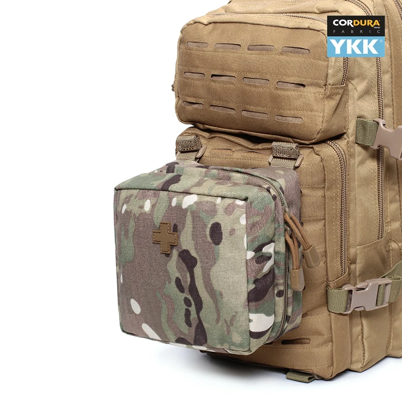 나일론 야외 전술 의료 응급처치 파우치, MOLLE 긴급 용품 보관 가방, 다구획 메쉬 포켓, 500D, 6 인치 x 6 인치