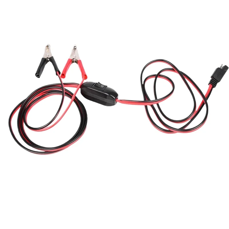 12AWG SAE Battery Alligator Clip Wiring Harness (8FT/2.5M) - 12V 2-Pin Quick Disconnect & on/Off Switch