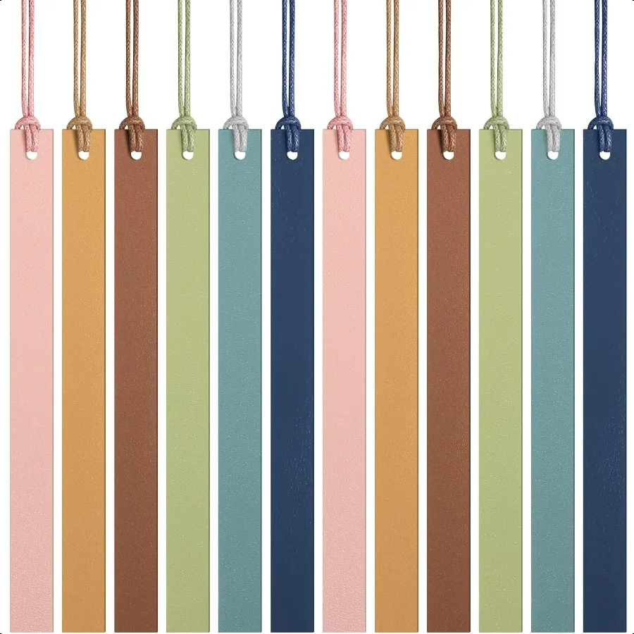 

12 Pcs Leather Bookmarks Colorful Leather Bookmarks for Women Teachers Book Lovers Reading Supplies Light Color
