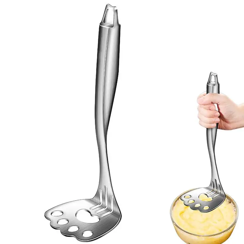 Potato Masher Cute Cat Paw Design Stainless Steel Potato Ricer Hand Masher Kitchen Tool Food Masher Utensil For Vegetable Fruits