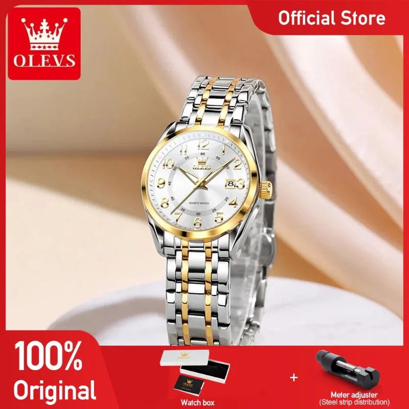 OLEVS 3666 Women Watches Luxury Fashionable Original Quartz Wristwatch Arabic Numerals Waterproof Date Ladies Set Bracelet Watch