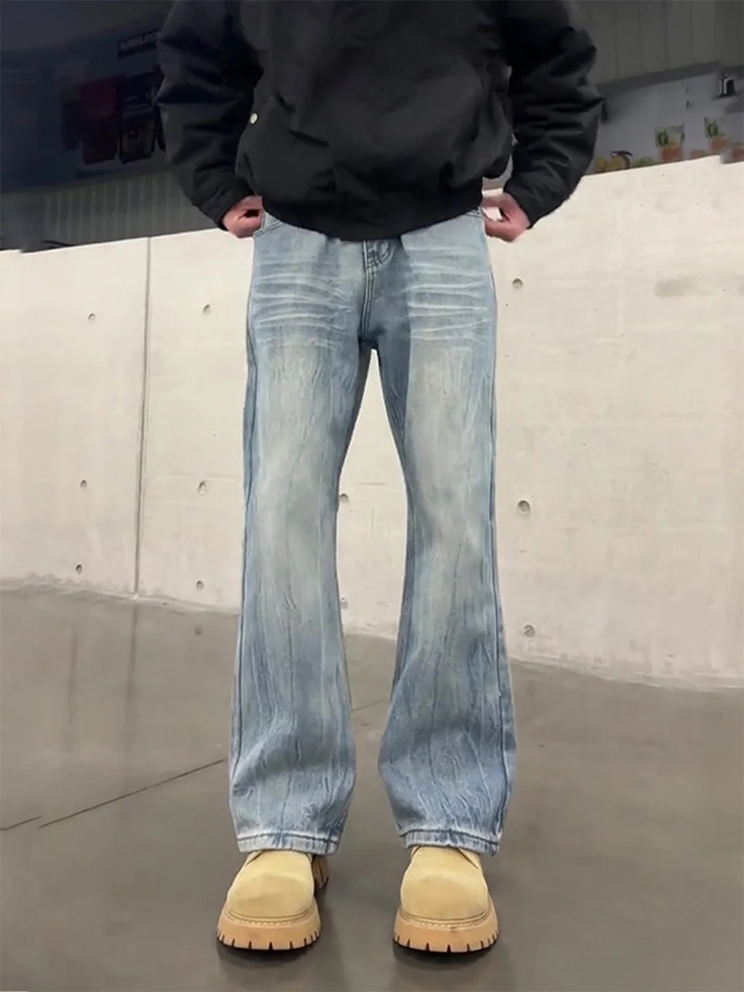 

Blue High Waist Slim Fit Straight Leg Fce Lined Men's Jeans Winter High Vibe Micro Flared Knife American Sle