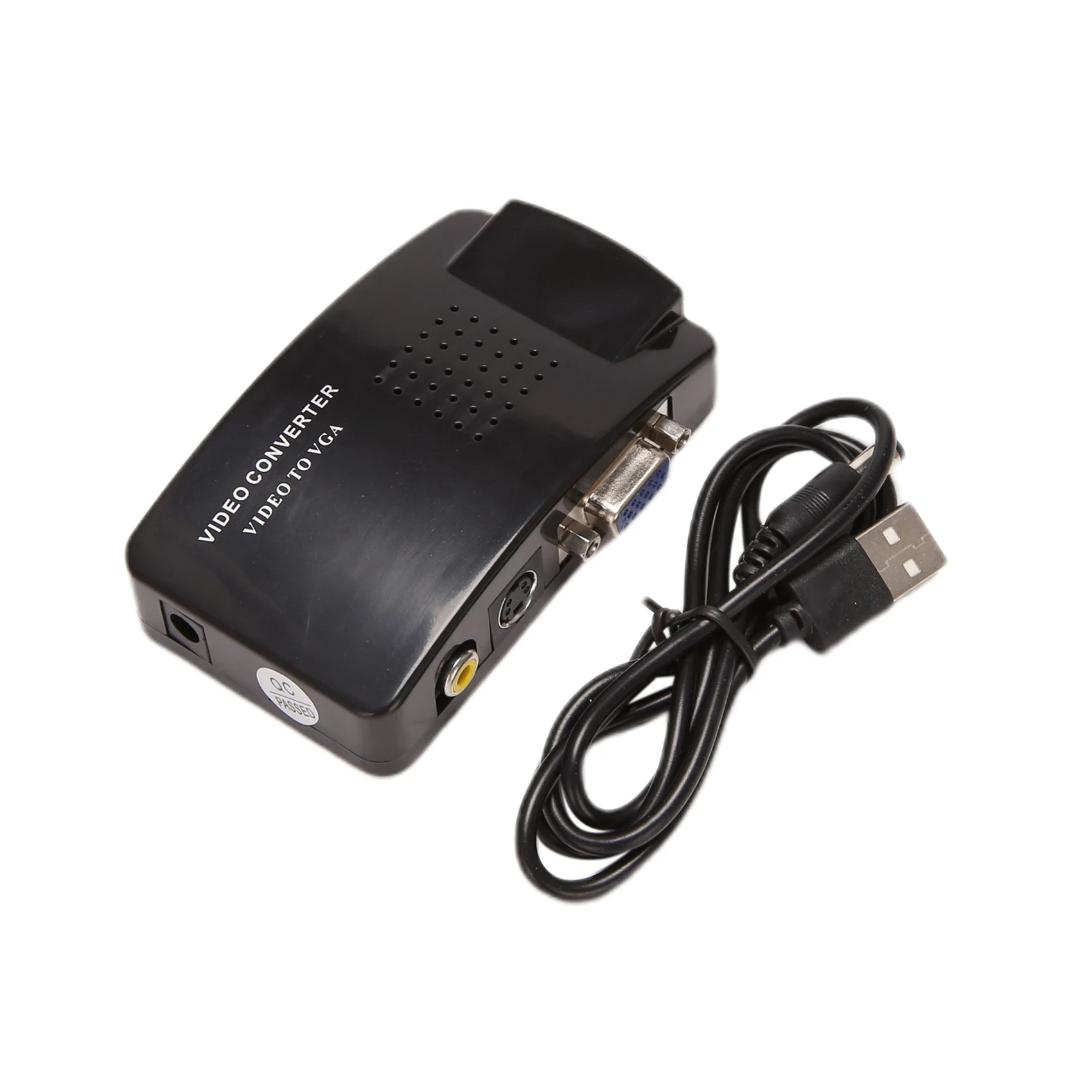 อะแดปเตอร์ AV เป็น VGA RCA VGA Converter PC RCA คอมโพสิต S-Video อินพุต AV ไปยัง PC VGA LCD Output Converter กล่องสวิทช์