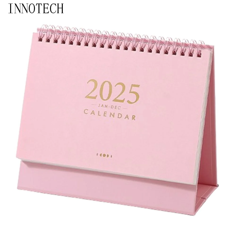 

Creative 2024-2025 Calendar Thick Paper Portable Standing Flip Calendar with Sticker 2025 Desktop Calendar Student Stationery