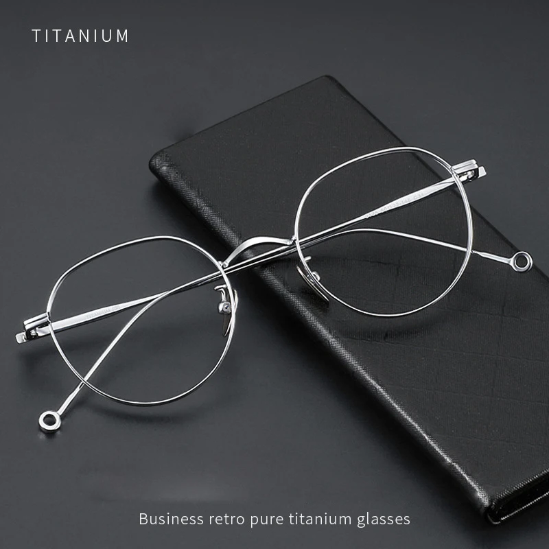 

New Fashion Retro Titanium Vintage Round Eyeglasses Ultra Light Pure Titanium Customized Optical Prescription Frames Man Woman