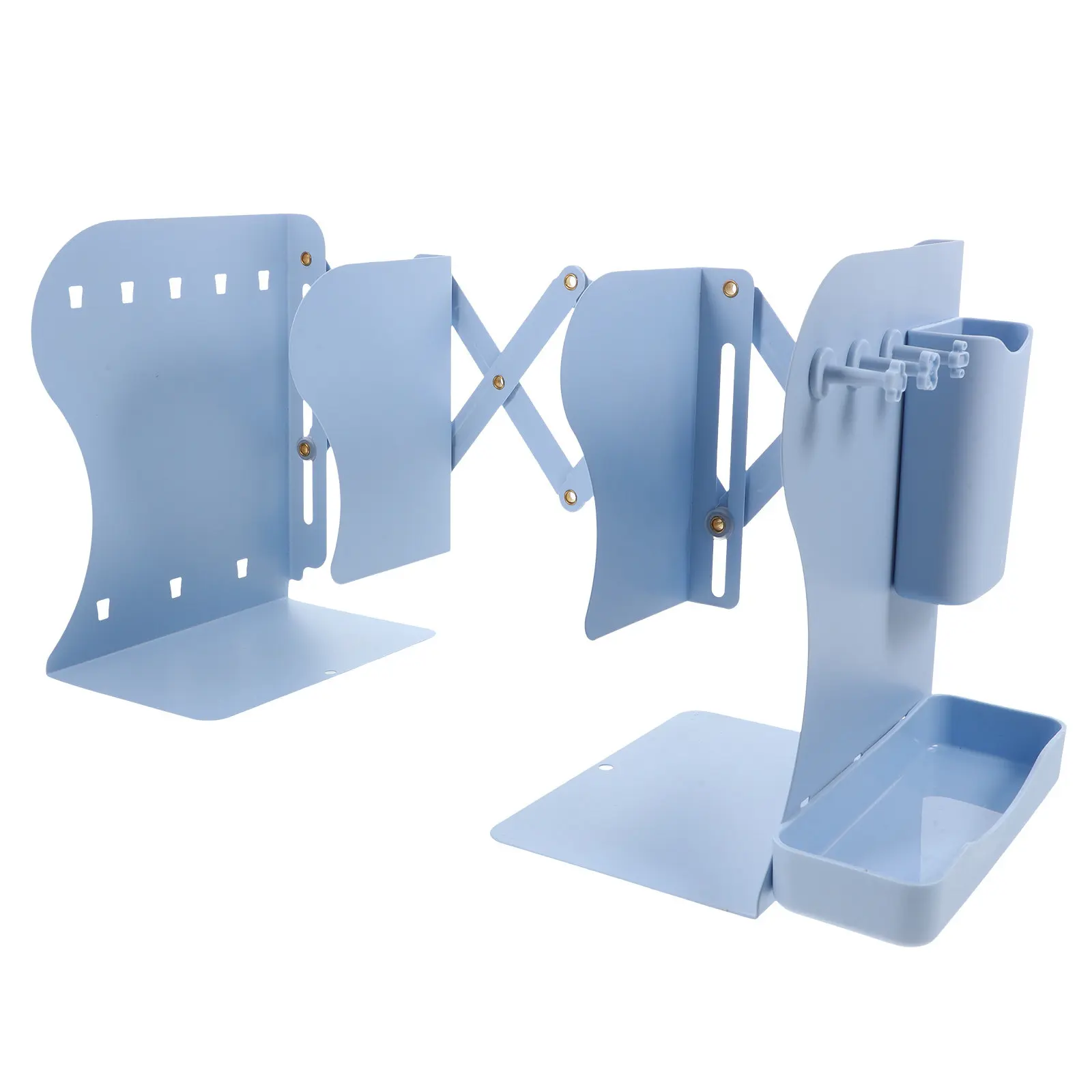 Expandable Adjustable Bookend Heavy Duty Metal Desktop Book Stand Organizer with Pen Holder File