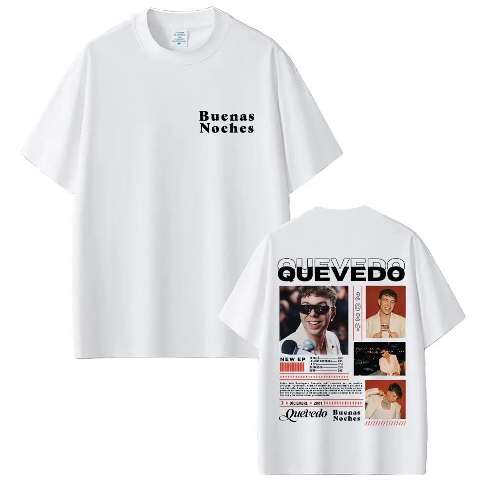 تي شيرت موضة مغني الراب Quevedo Buenas Noches لعام 2025 تي شيرت للرجال والنساء على طراز الهيب هوب تي شيرت برقبة دائرية للشارع #2