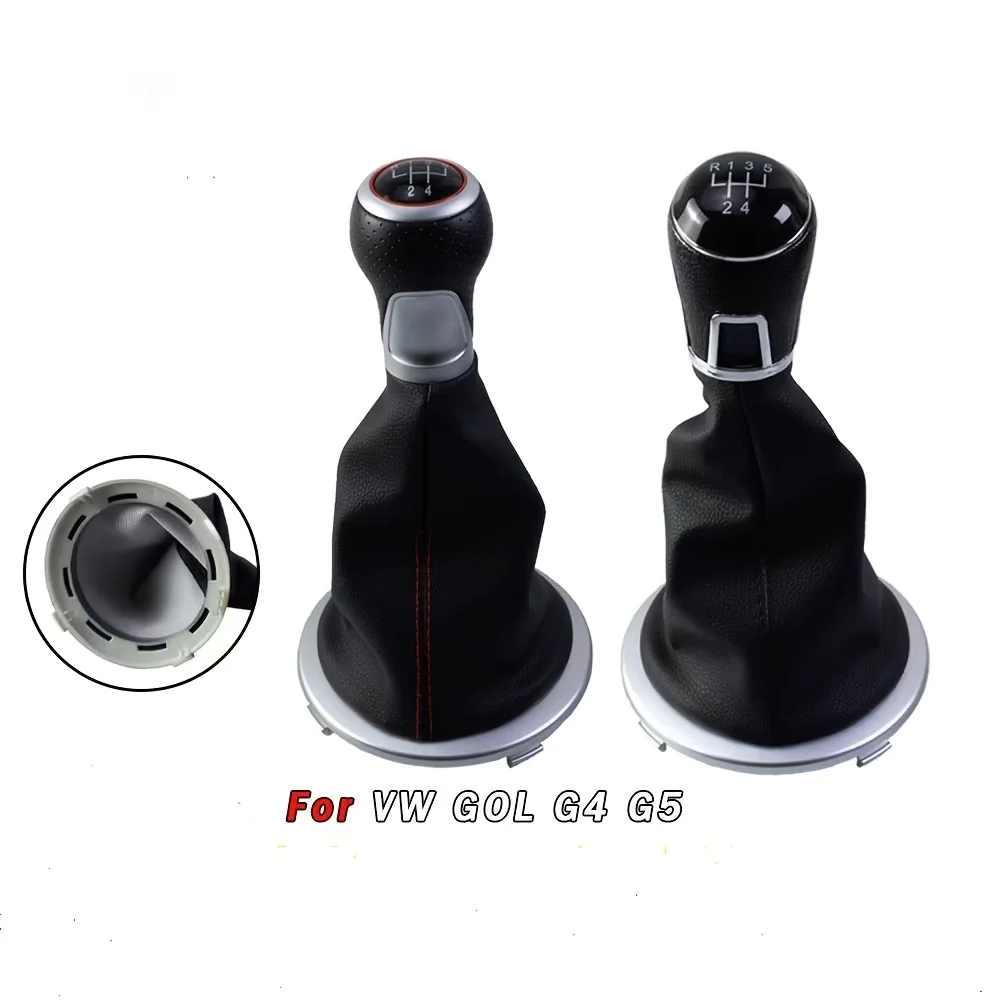 5 Speed Manual Gear Shift Knob Set for VW GOL G4 G5 Red Ring Black Cover Shifter Lever Interior Accessory