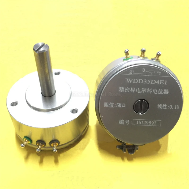 1Pcs WDD35D4E1 Precision Conductive Plastic Potentiometer 0.1% Angular Displacement Sensor 1K 2K 5K 10K