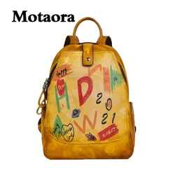 MOTAORA-Mochila de couro para mulheres, bolsa de grande capacidade, bolsa versátil, bolsa retrô para iPad, livro telefônico, dinheiro, moda feminina, 2024