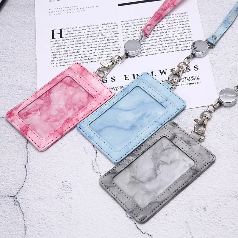 Retractable Lanyard Name Badge Holder Portable Card Case Student Bank Work Bus Credential Holder