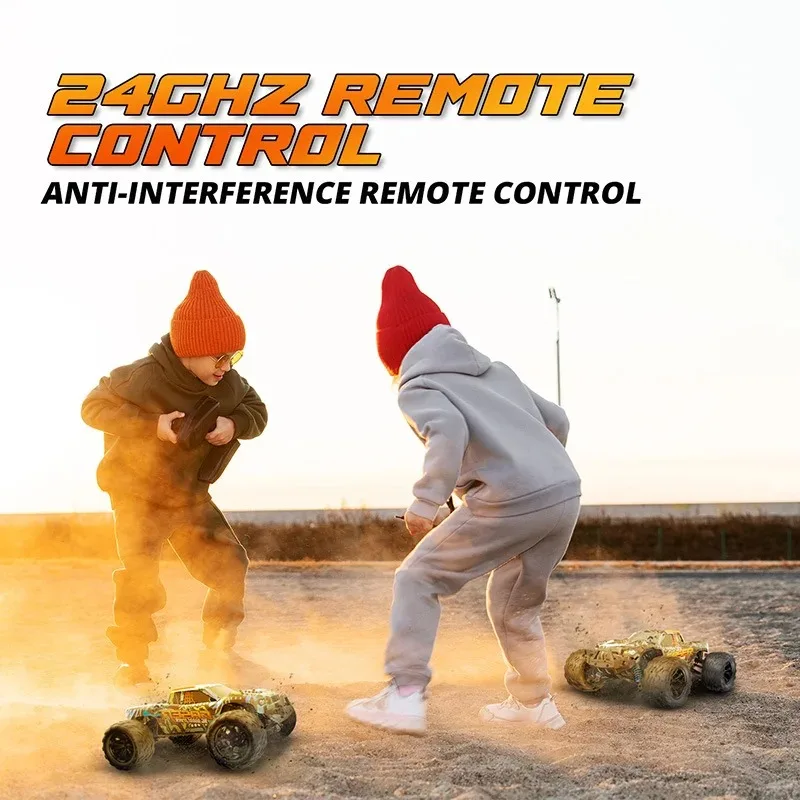 1:14スケール 4WD RCカー、防水リモコンオフロードトラック（大型タイヤ付き）、子供向け4x4高速モンスタークローラー