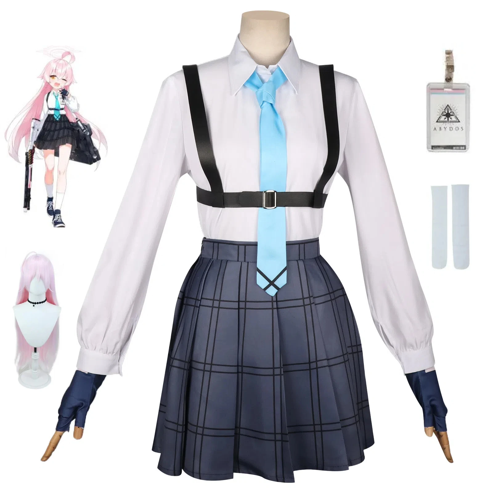 

Anime Game Blue Archive Takanashi Hoshino Cosplay Costume Women Uniform Wig Shirt Skirt Glove Suit Halloween Role Play Outfit