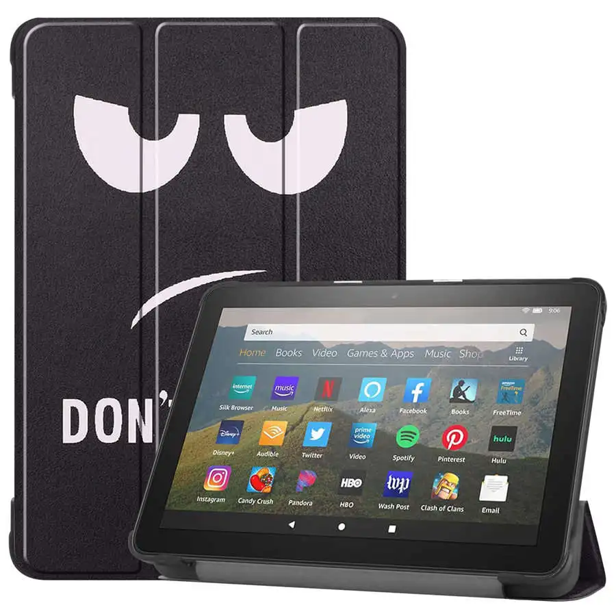 2022 For Kindle Fire HD 8 Plus 12th Case Caster Flip Stand Tablet Cover for Kindle Kindle Fire HD8 Plus 2020 10th Case