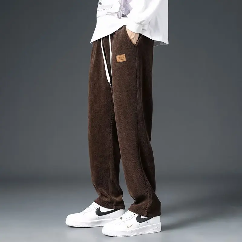 Corduroy Heavyweight Straight Leg Sweatpants Men's Trendy Brand Thick Sports Casual Pants Loose Hanging Work Pants