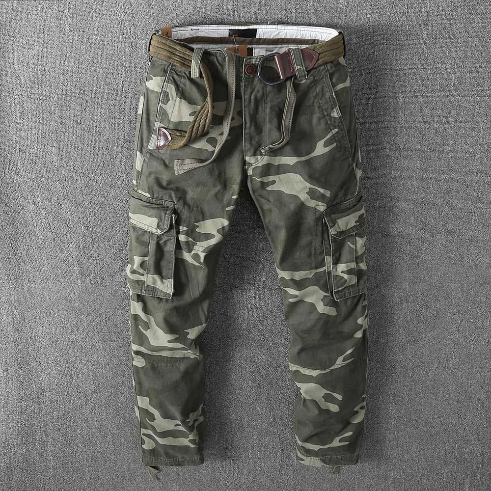 

Trend Camouflage Cargo Pants Men Casual Style Cotton Trousers Streetwear Loose Baggy Straight Clothing