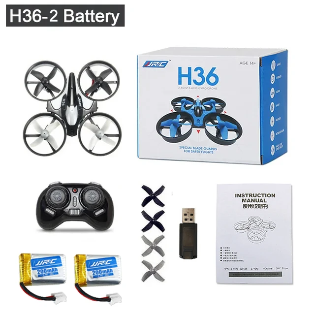 JJRC H36 Mini Drone 4Ch 6-Axis 3 Batteries Headless Mode Helicopter 360° Flip One-Button Return Rc Quadcopter Toys for Kids Gift