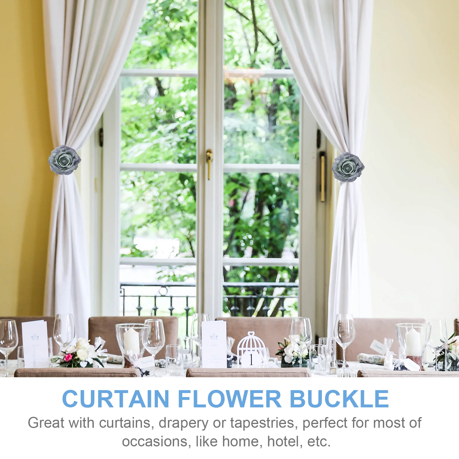 

2pcs Curtain Tiebacks Clip Flower Decor For Curtains Home Hotel Window Easy To Use No Tools Quality Material Curtain Accessory
