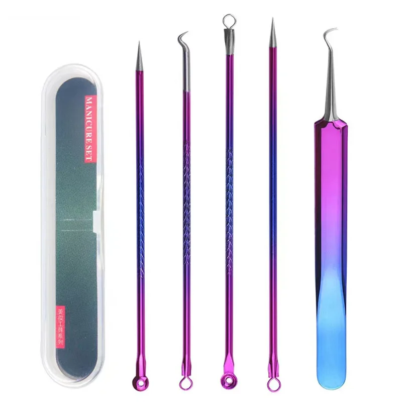 

5-PCS Double - ended Acne Needle Kit for Removing Blackheads, Dark Spots, Squeezing Pimples, and for Skin Cleansing and Care
