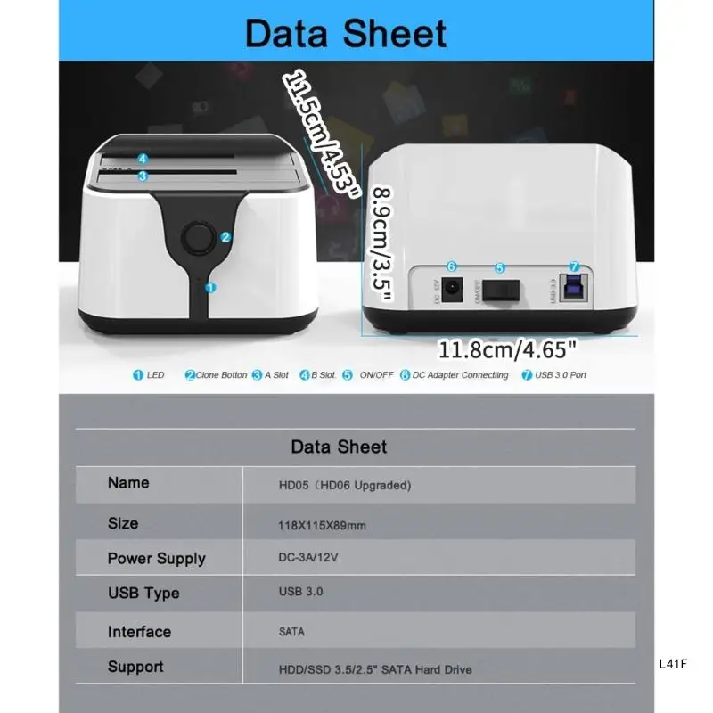حافظة صندوق USB 2 Bay HDD USB3.0 بسرعة 5 جيجابت في الثانية فائقة السرعة قاعدة حاوية الناسخ