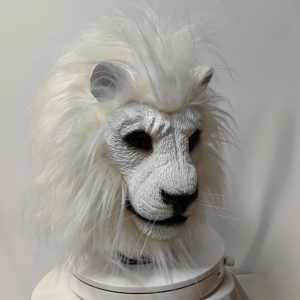 Löwenmaske, Realistische Pelzige Löwenkopfmaske, Halloween-Tierkostüm für Rollenspiele, Weihnachten, Maskenbälle – Detail 4
