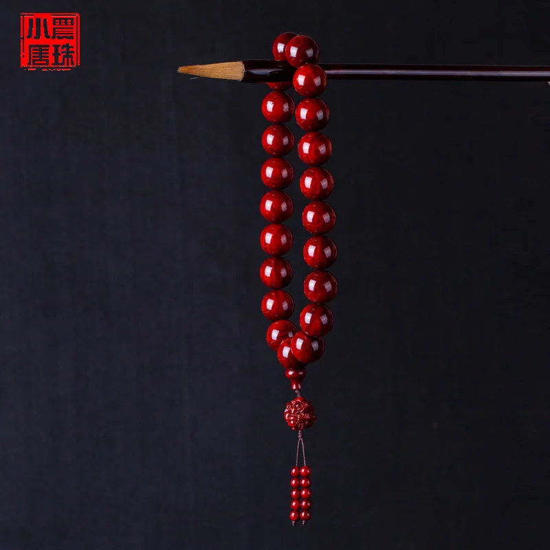 High Quality Natural Nong Zhu Xiaoye Red Sandalwood Hand String with Rosary Beads for Men and Women Playing with Paper Game