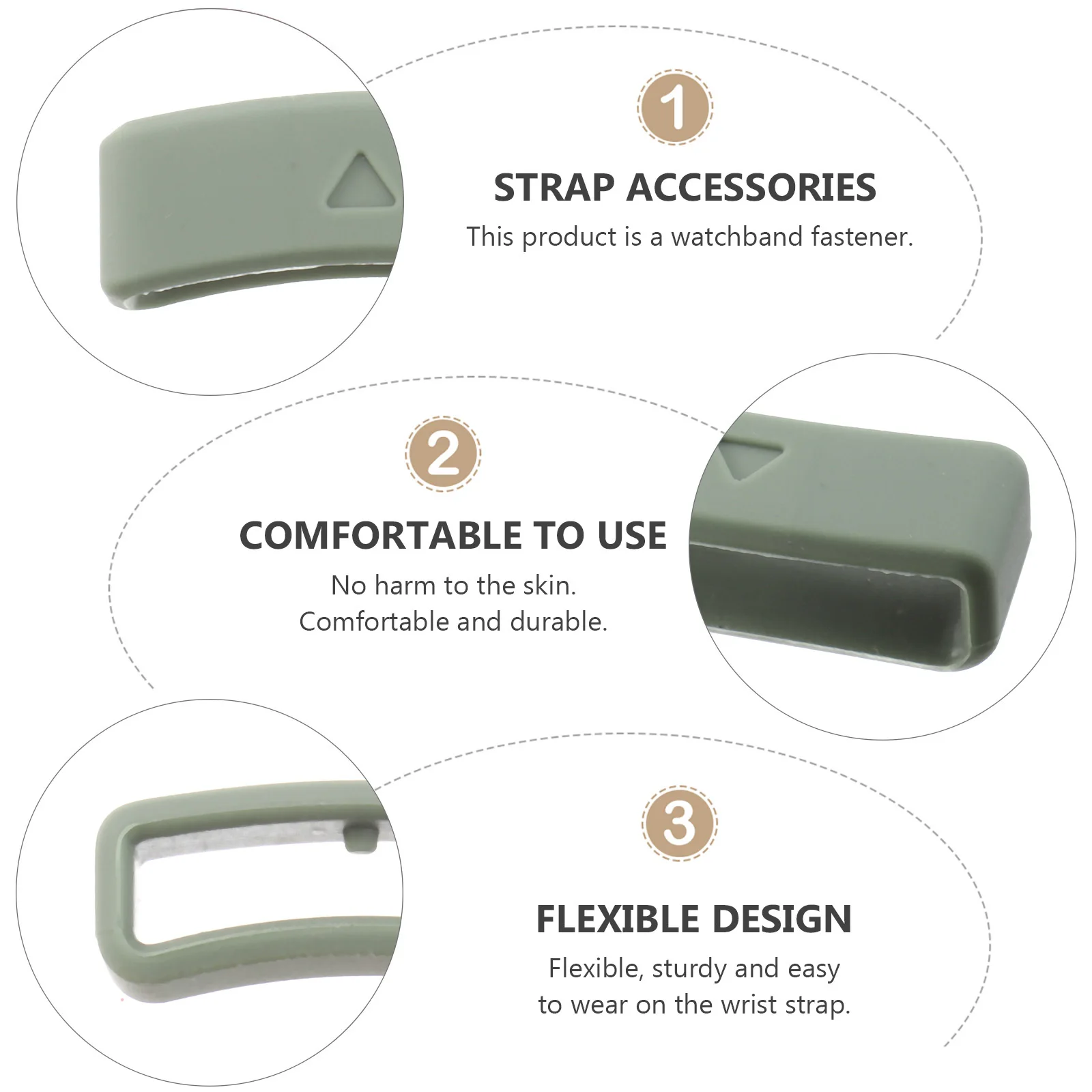 6Pcs Watch Strap Fastener Silicone Keeper Rings Durable Secure Lock for Wristband Loop Silicone Retainer Watch Band Fastener