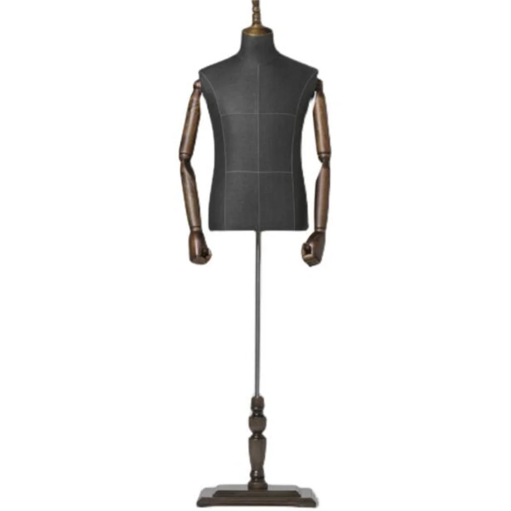 1PC Coffee Male Mannequin for Clothing Store, Half Body Props, Display Rack, Arm Suit, Stage Model,Adjustable Height,C060