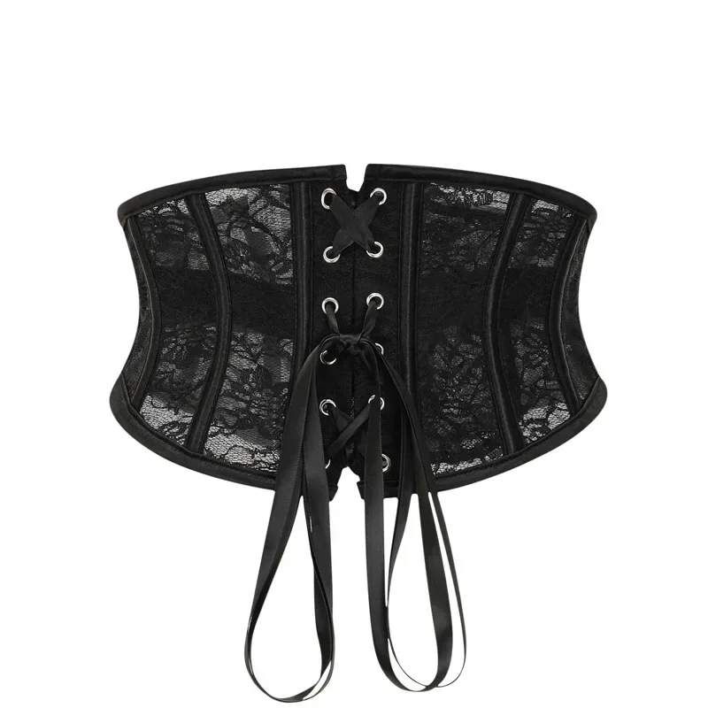 Vintage Lace-up Cinch Belt Corset Lace Plastic Bones Women Slimming Waist Trainer Bustiers & Corsets