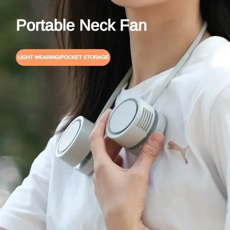 Foldable Hanging Neck Fan Mute Turbo 3 Gears Adjustment Rechargeable Portable Mini Neck Fan for Summer Sport Lightweight