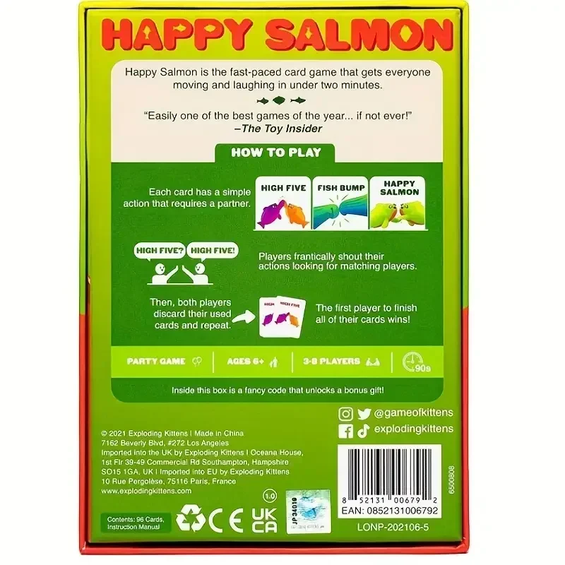 Happy Salmon Family Reunion Game Cards (English version)