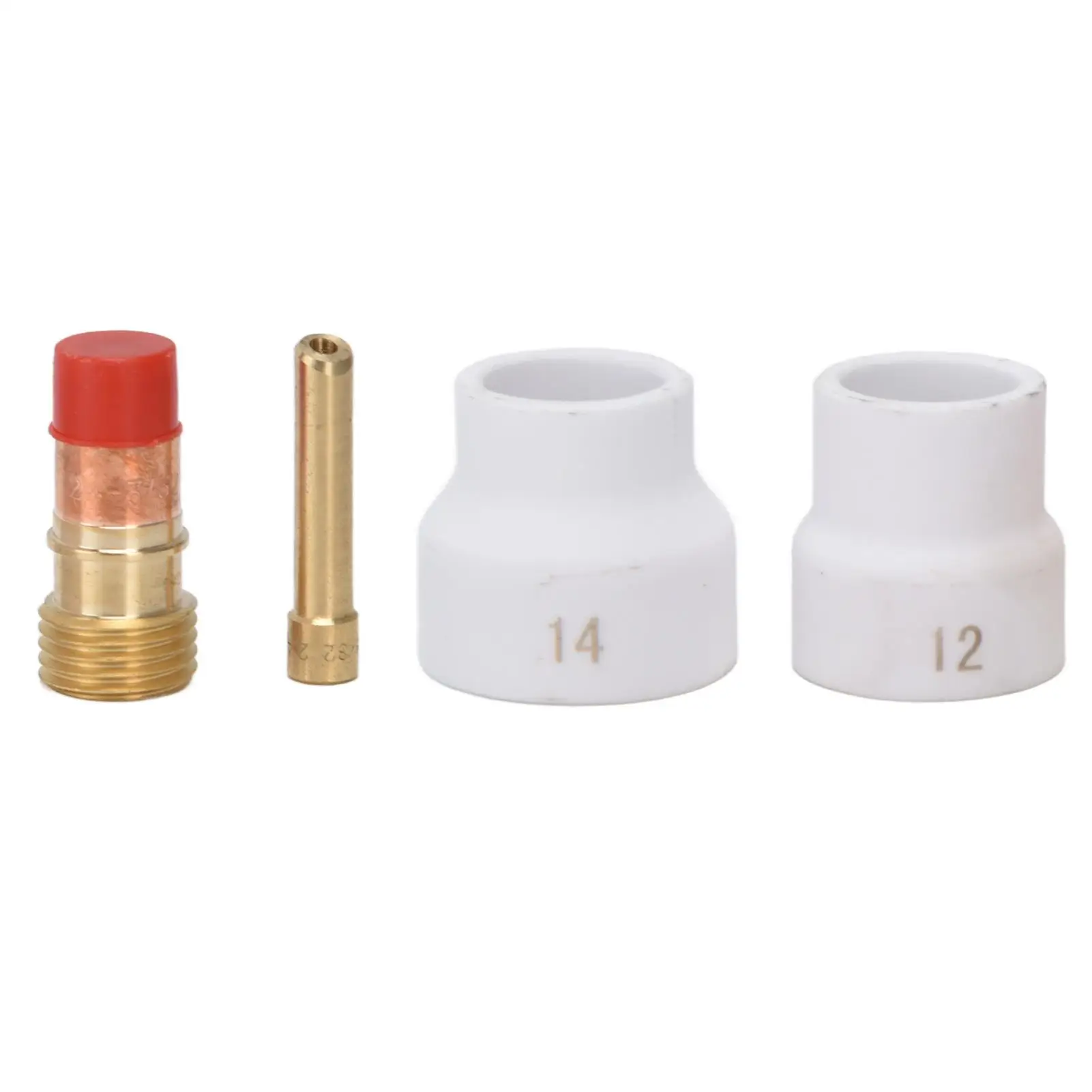 4-Pack TIG Gas Lens Kit with White Ceramic Cups & Short Bevel Electrode Holder for wp 17 18 26 Welding Tools