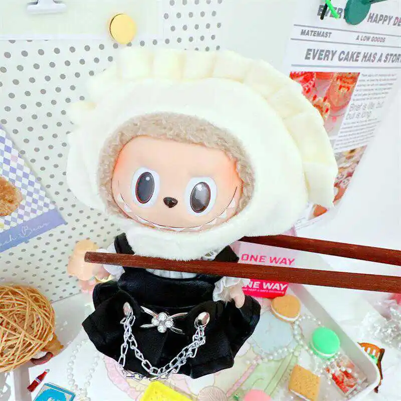 Cute Baozi Dumpling Headcover Hat, White Shirt Idol Doll Set, Dress Up Clothes, DIY Changing Dressing Game, Kawaii Clothes, 10cm