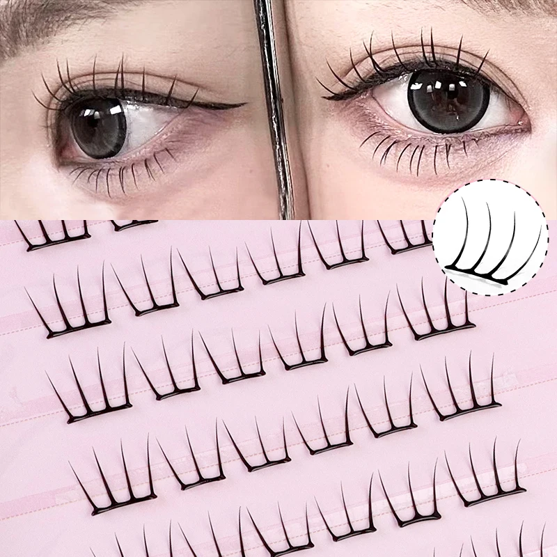 接着剤不要の自己粘着式子猫の足型つけまつげ - 自然でリアルなシングルクラスター