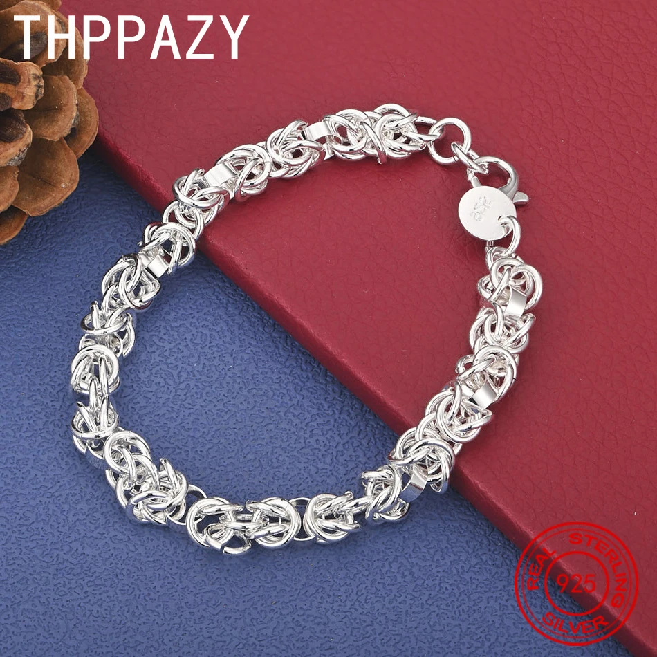 THPPAZY 925 Sterling Silver Dragon Bone Chain Bracelet For Men Fashion Design Trendy Jewelry Birthday Christmas Party Hand Chain