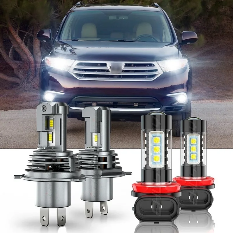 CHUSYYRAY Car lights For 2008 2009 2010 Toyota Highlander LED Headlight Hi/Lo +Fog Light Bulbs Combo Car accsesories