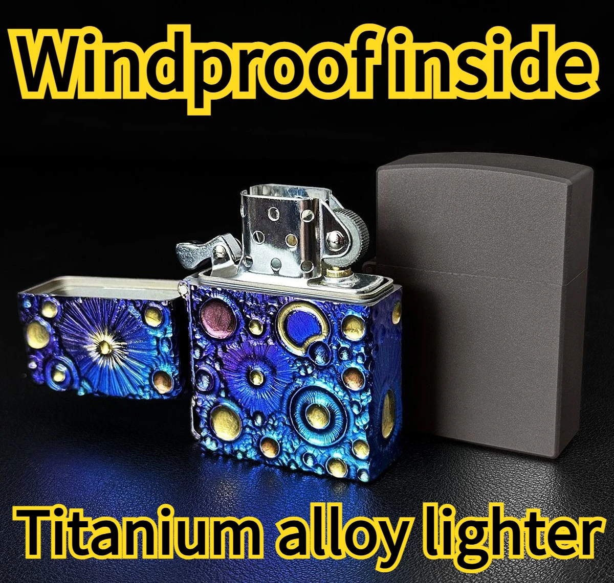 Titanium Alloy Hanging Rope Handmade Retro Personalized Old-fashioned Grinding Wheel Windproof Lighter for Men As A Gift