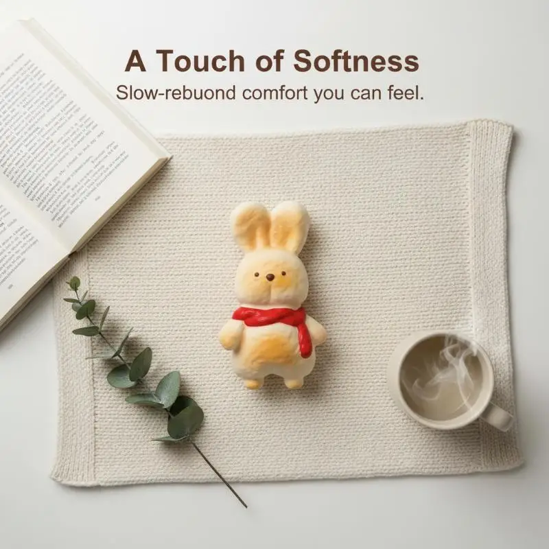 Cute Squishy Bread Bunny Toy Soft Slow Rising Lovely Scarf Design Squeeze Toy for Halloween Trick or Treat Gifts