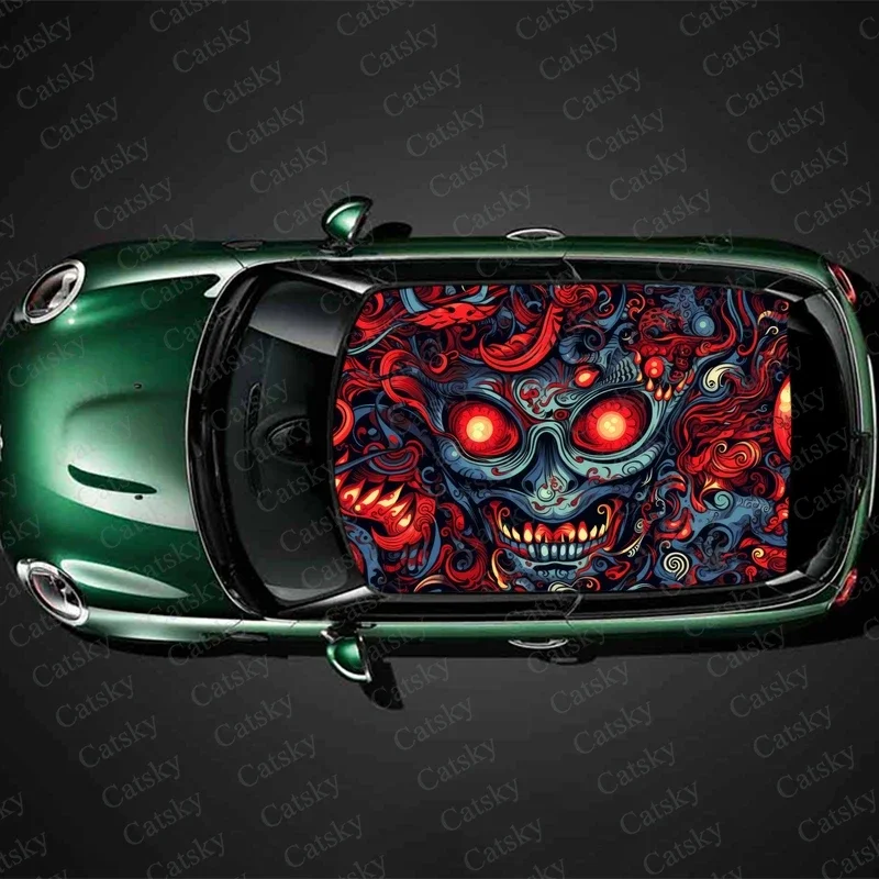 

Devil Demon Eyes Car Roof Sticker Wrap Racing SUV Accessories Packaging Painted PVC Custom Car Graphic Decal