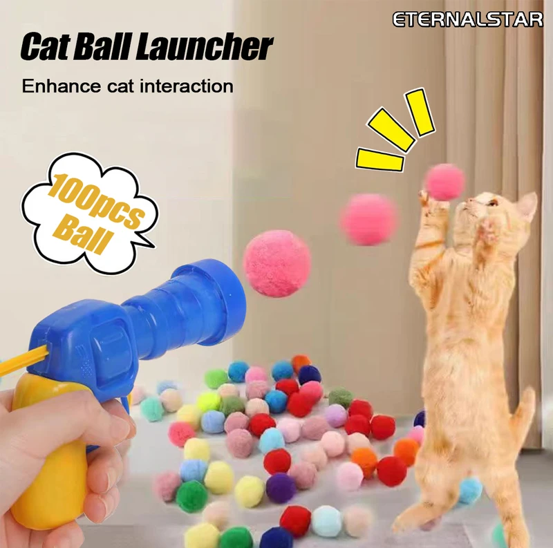 Kreative Katze Spielzeug Interaktive Start Training Kätzchen Mini Pompoms Spiele Stretch Plüsch Ball Spielzeug Haustier Zubehör Katze Liefert – Detail 1