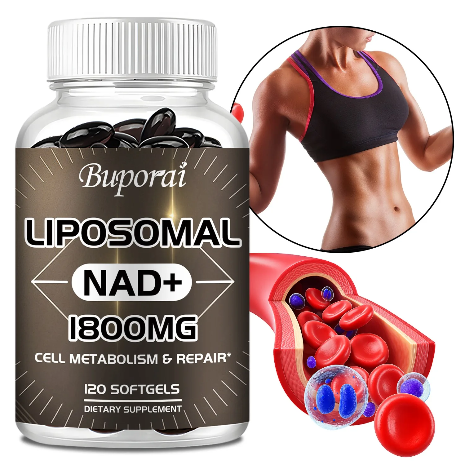 

Liposomal NAD Supplement - Anti-aging, Replenish Energy and Focus, Support Cell Repair, Promote Metabolism - 120 Capsules