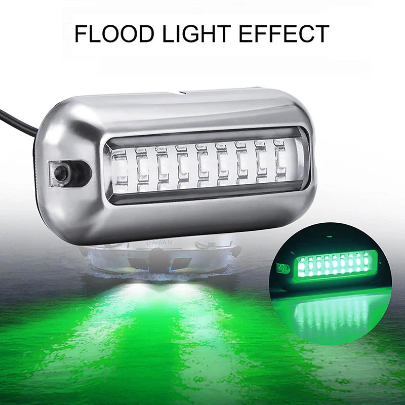 Yacht Light: 27LED Underwater Light For Boats, 10-30VDC Waterproof, 42LED Stainless Steel Visible 90° Underwater Light