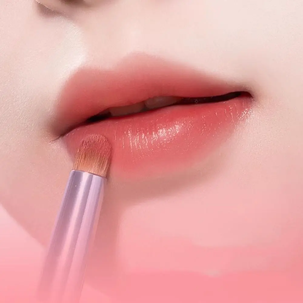 Dustproof Double-headed Lip Brush Metal Handle Retractable Makeup Brush with Protect Cap Lip Liner Lipstick Smudge Brush Mini