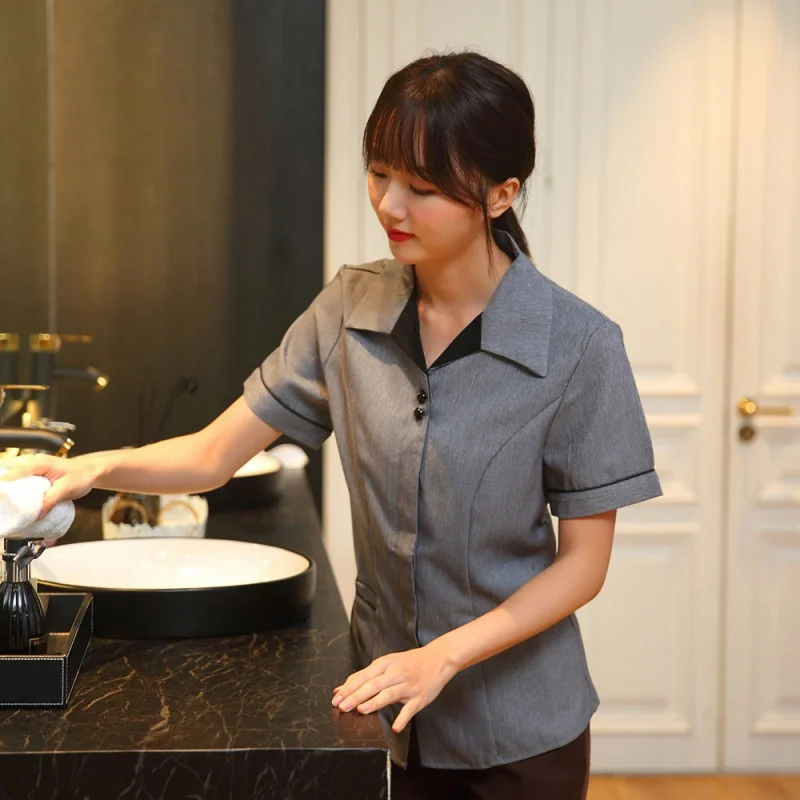 Cleaning Service Uniform - Female Hotel Guest Room Cleaner Work Short-Sleeved Summer Clothes