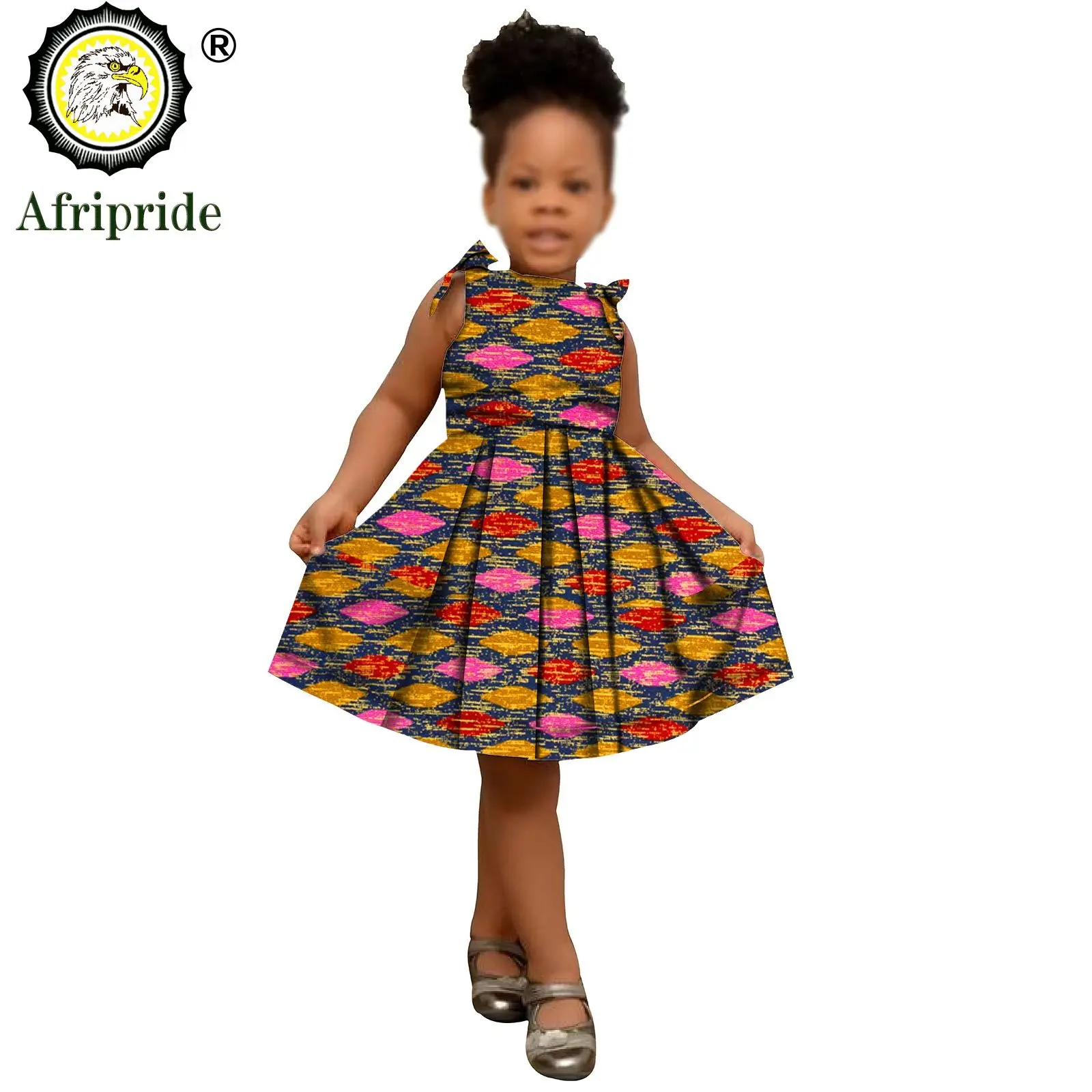 2025 African Children Clothing Kids Dashiki Ankara Print Dresses Sleeveless Lovely Mini Dress for Girl AFRIPRIDE S1940005